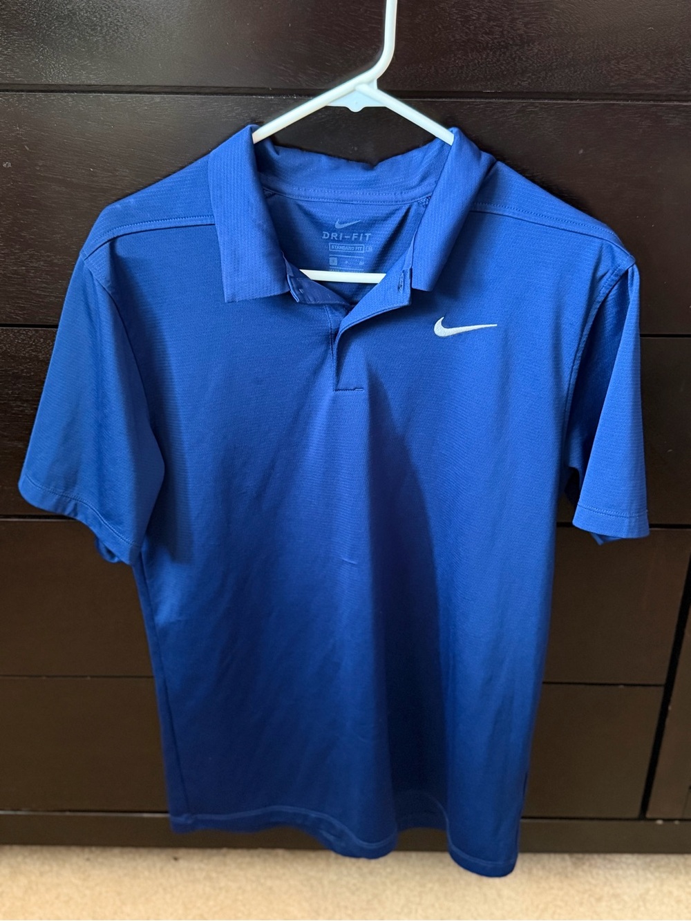 Nike Men's Blue Dri-FIT Polo with Swoosh